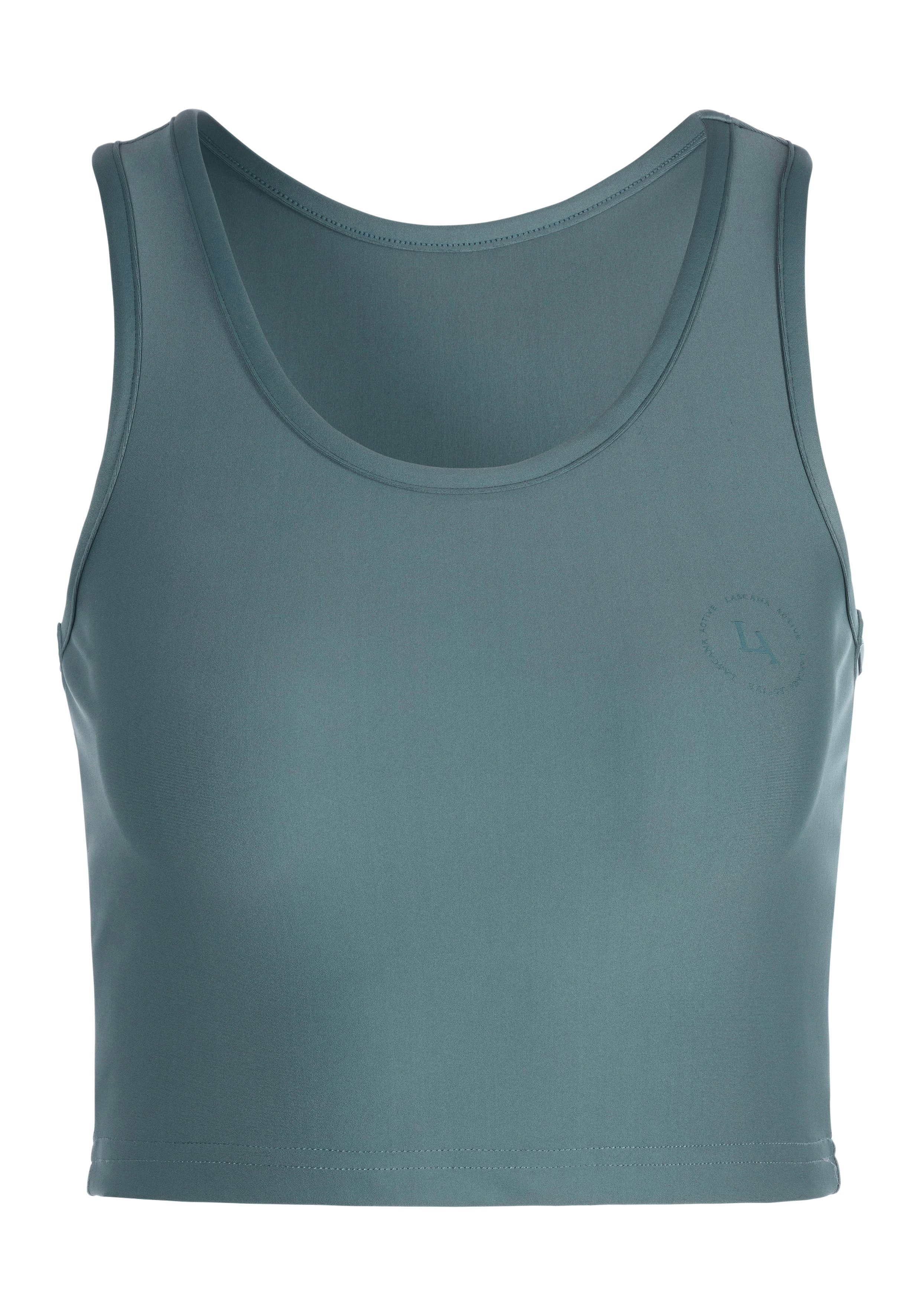 LASCANA ACTIVE Crop-Top, Sporttop mit Ringerrücken und Logodruck günstig online kaufen