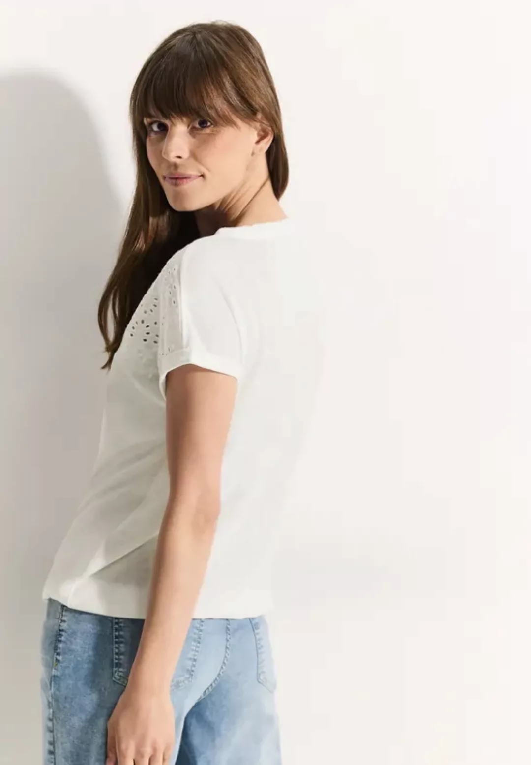 Cecil T-Shirt mit Lochstickerei günstig online kaufen
