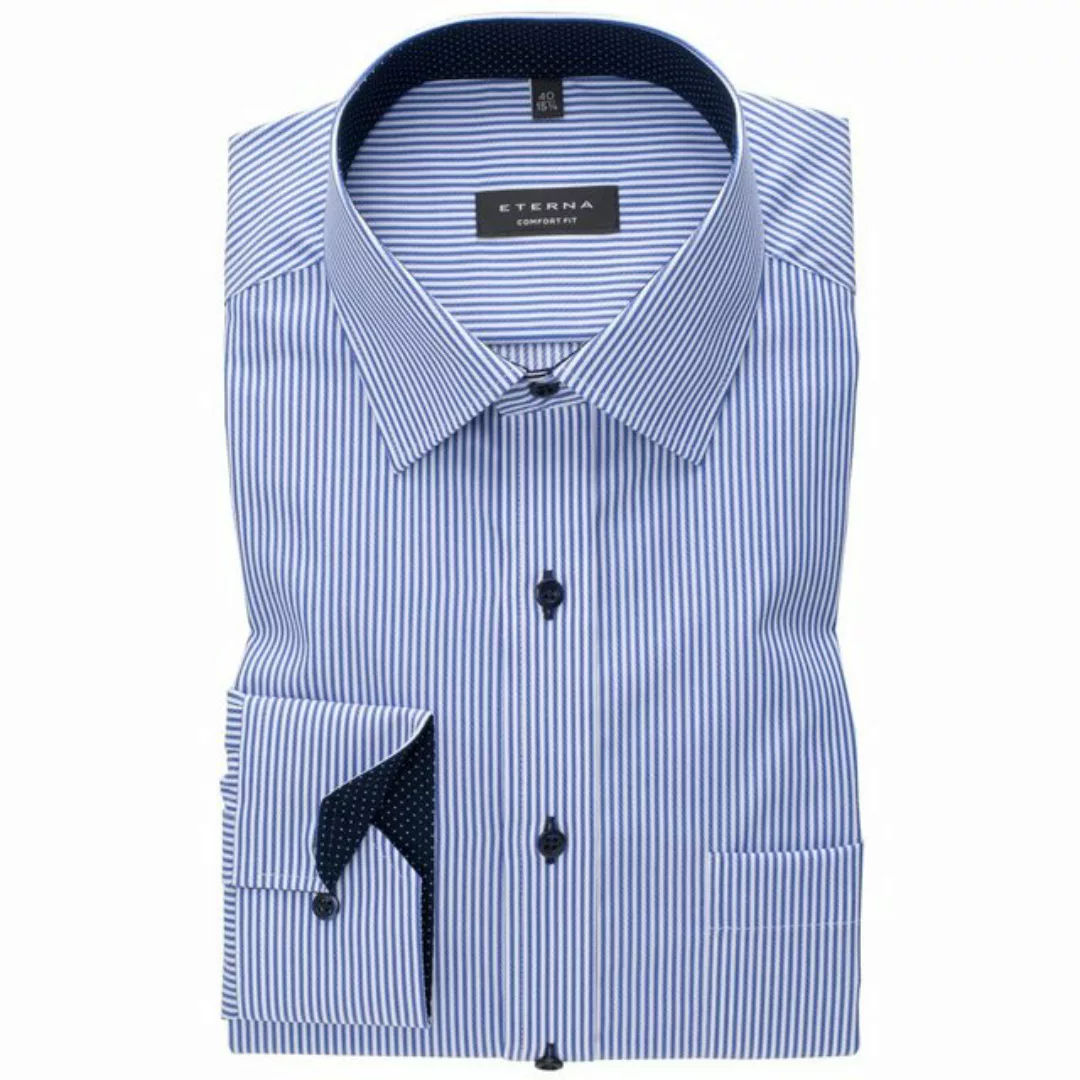 Eterna Businesshemd Große Größen Langarmhemd bügelfrei blau-weiß gestreift günstig online kaufen