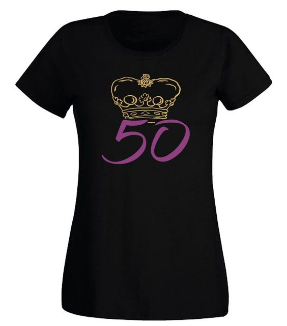 G-graphics T-Shirt Damen T-Shirt - Krone – 50 zum 50. Geburtstag, Slim-fit, günstig online kaufen