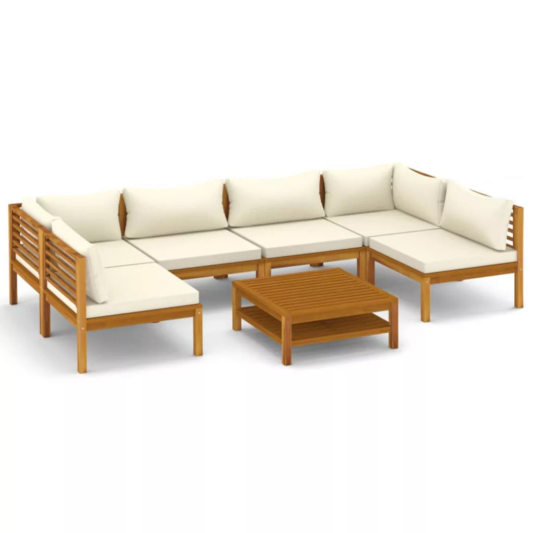 7-tlg. Garten-lounge-set Mit Creme Kissen Massivholz Akazie günstig online kaufen