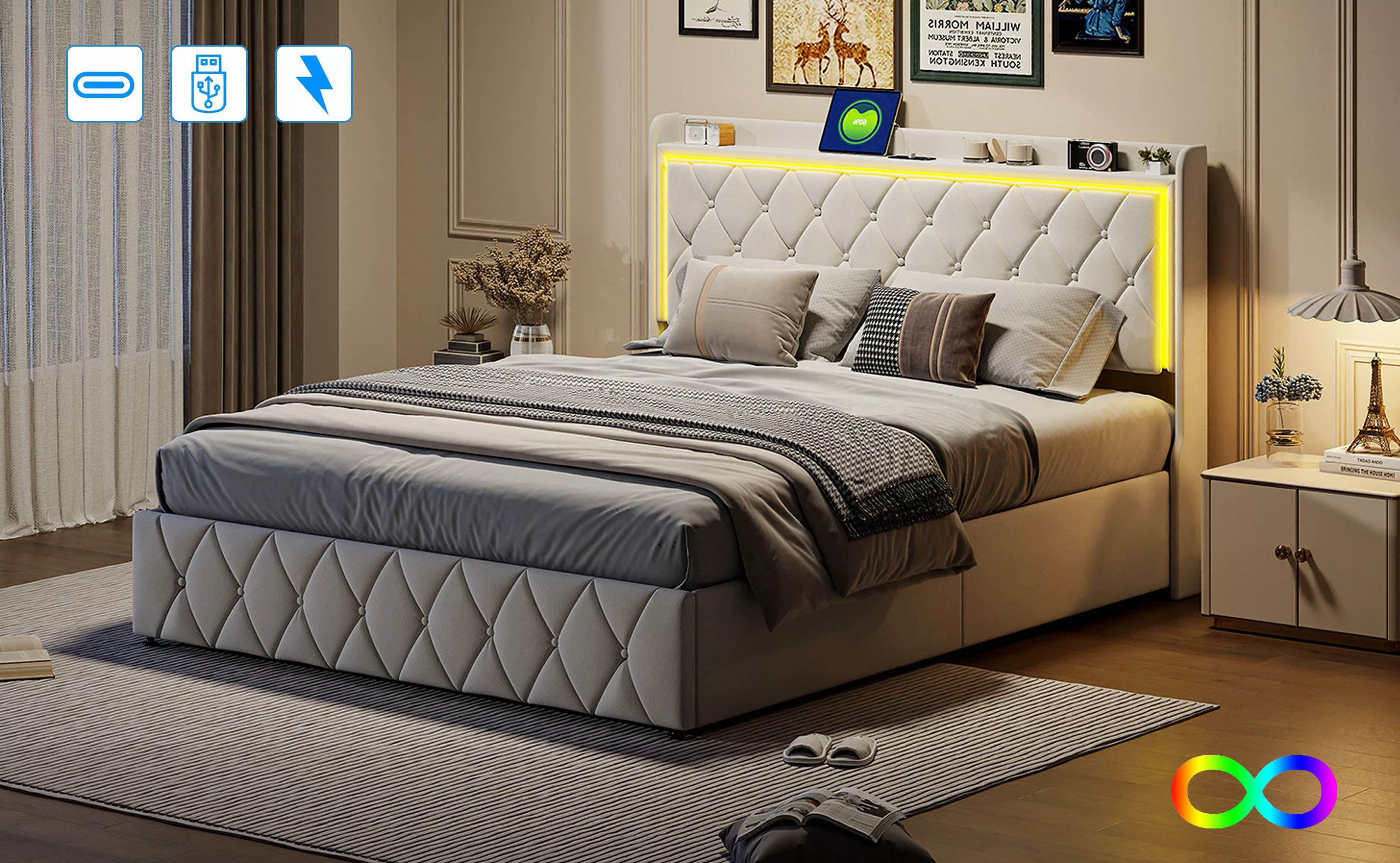 Furnishings Home Polsterbett Stauraumbett Doppelbett inkl. günstig online kaufen