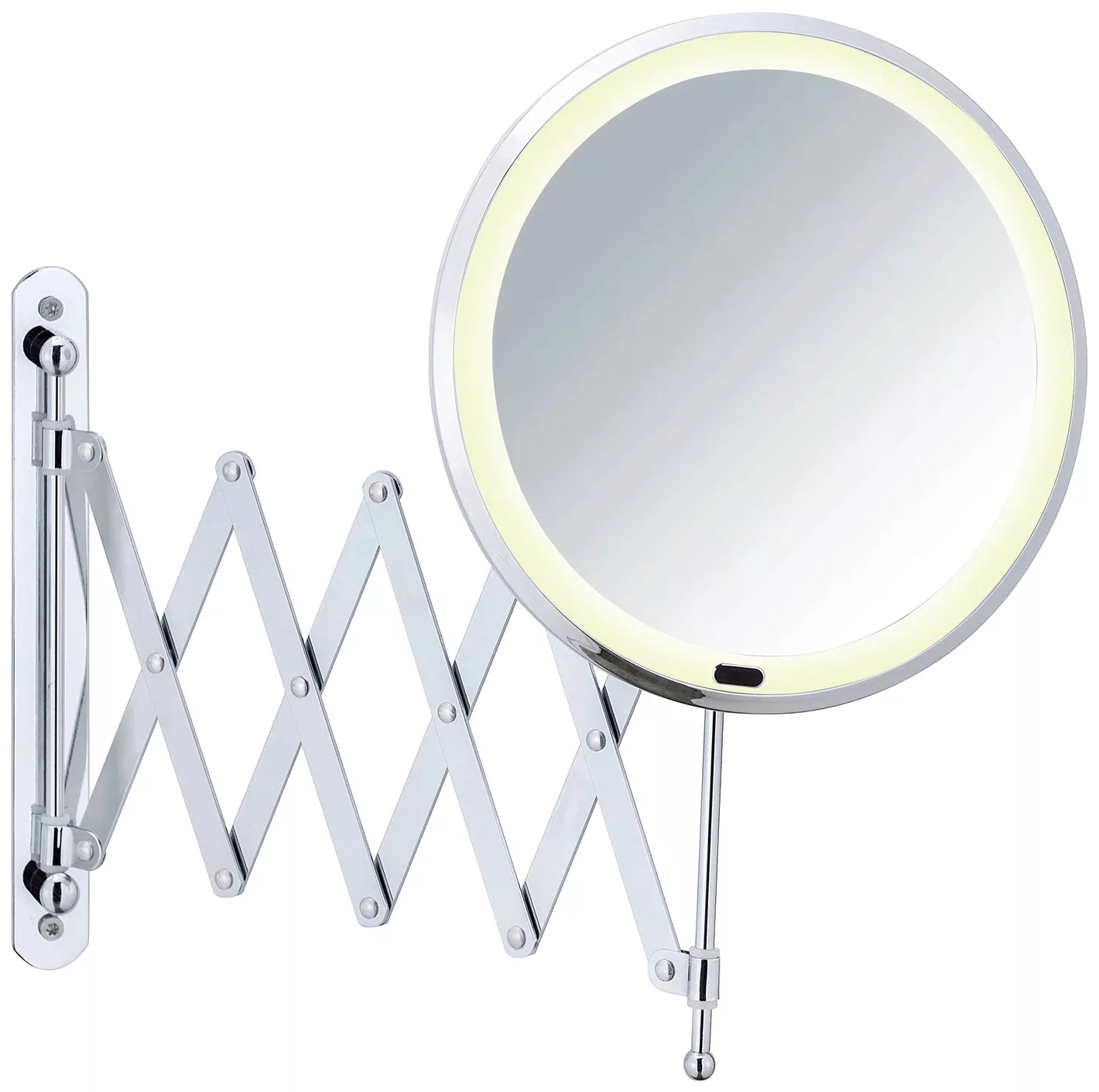 WENKO LED Teleskop-Wandspiegel Barona, Kosmetikspiegel, Leuchtspiegel silbe günstig online kaufen