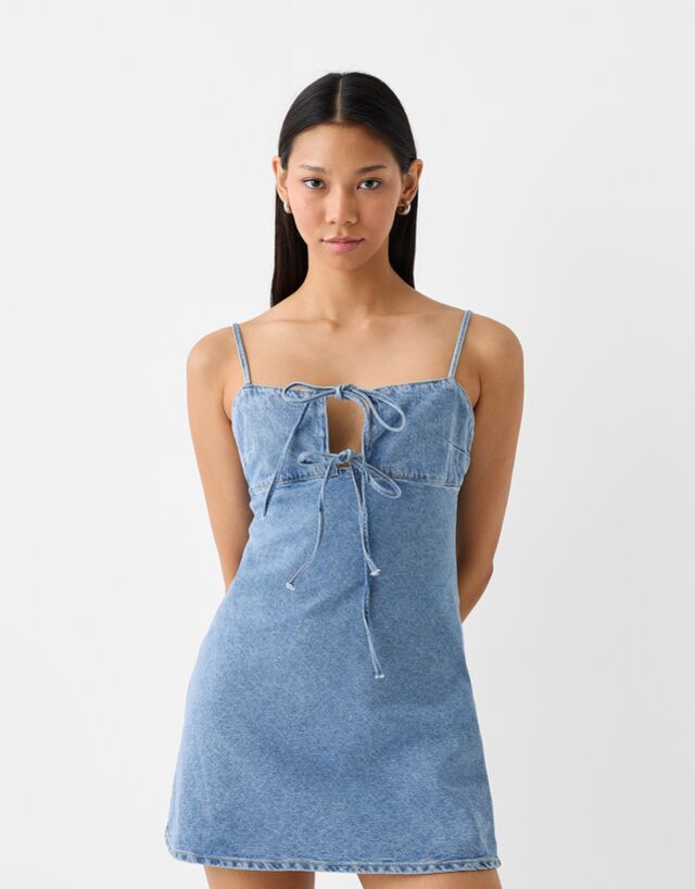 Bershka Kurzes Kleid Bskteen Xs Ausgewaschenes Blau günstig online kaufen