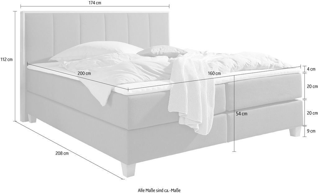 INOSIGN Boxspringbett "Parla", incl. Topper, 4 Farben in 4 Breiten, 2 Härte günstig online kaufen