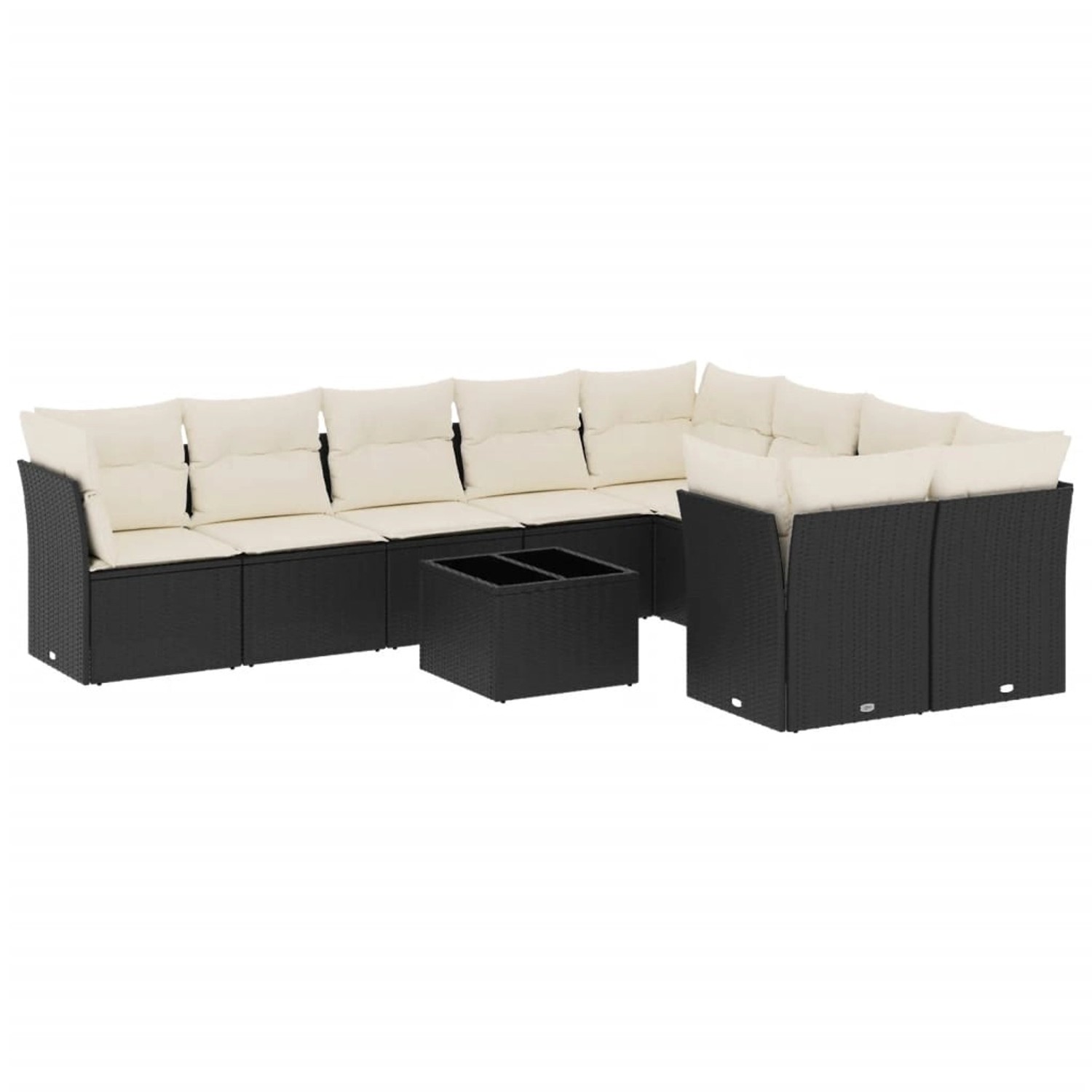 vidaXL 10-Tlg Garten-Sofagarnitur mit Kissen Schwarz Poly Rattan 3250015 günstig online kaufen