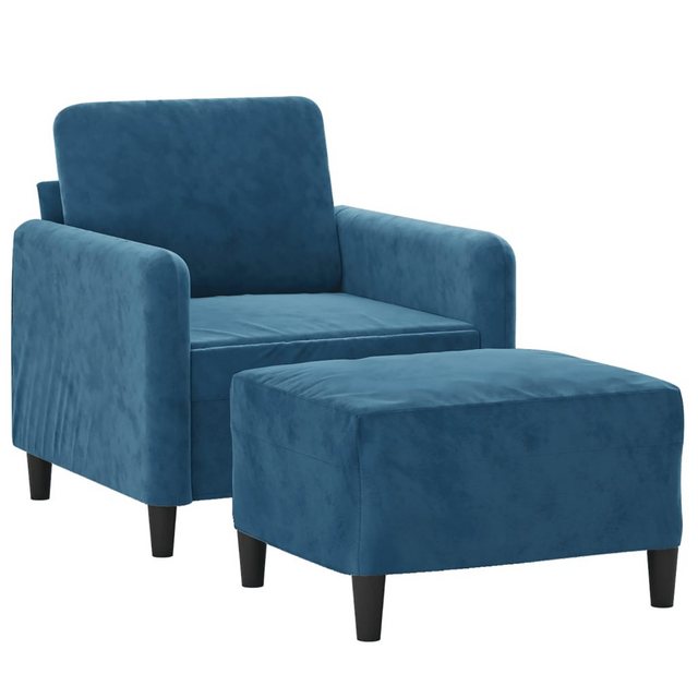 vidaXL Sofa Sessel mit Hocker Blau 60 cm Samt günstig online kaufen