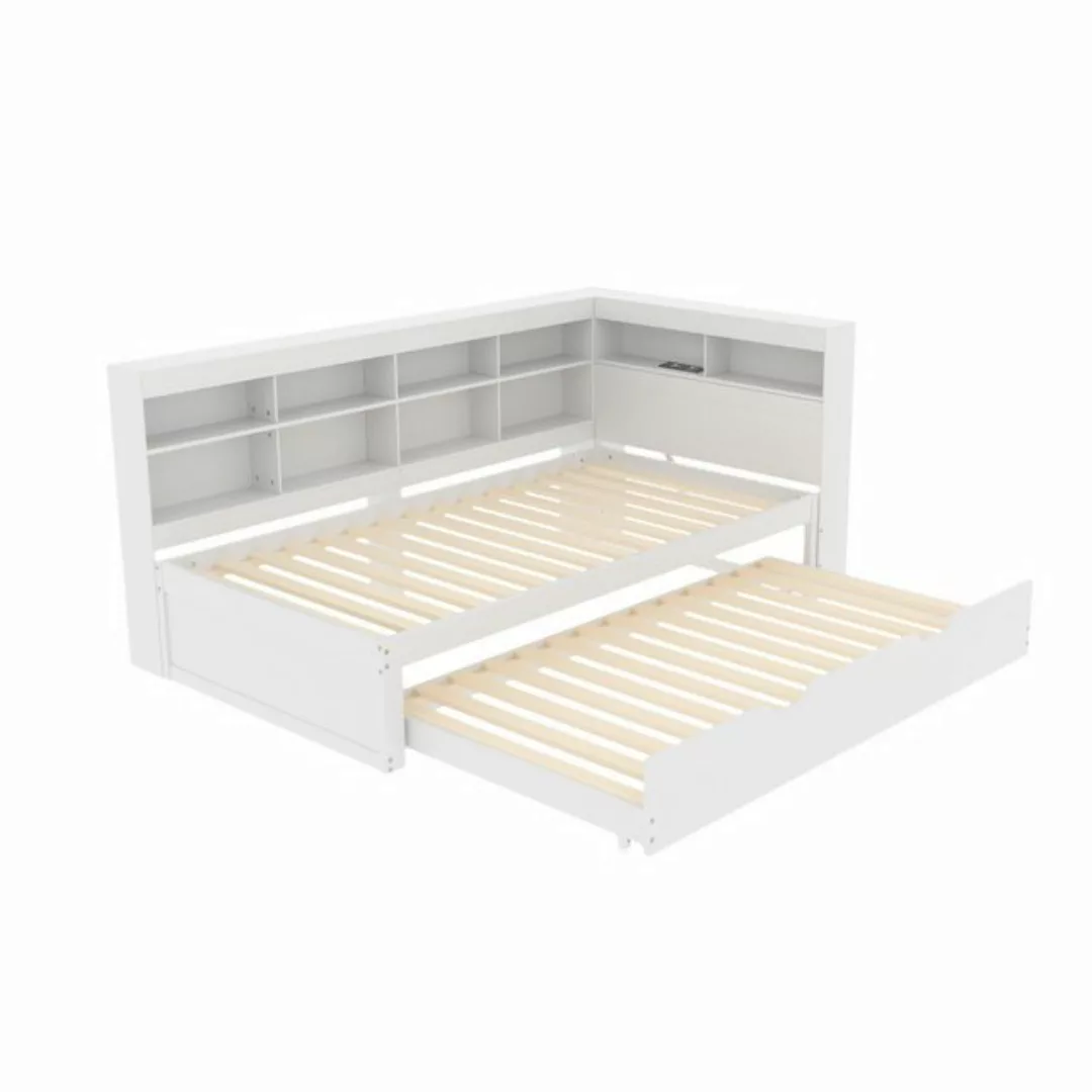 WISHDOR Kinderbett Holzbett Stauraumbett Schlafsofa (ausziehbarem Bett 90x1 günstig online kaufen