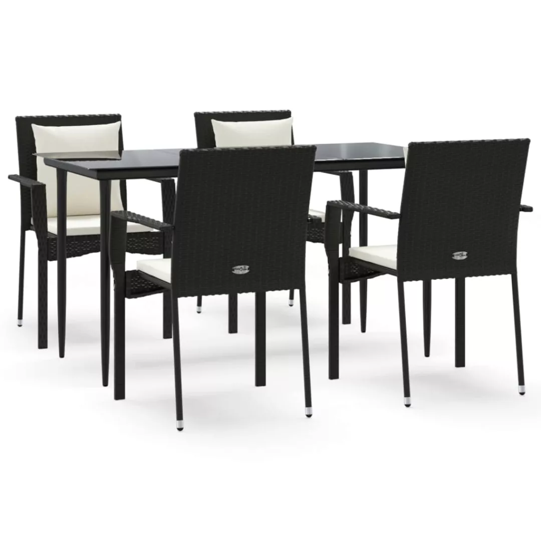 Vidaxl 5-tlg. Garten-lounge-set Mit Kissen Schwarz Poly Rattan günstig online kaufen