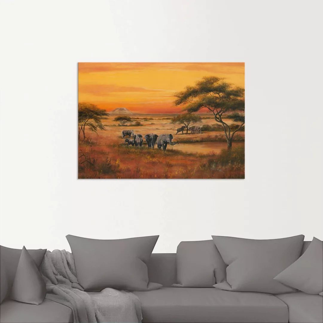 Artland Wandbild »Afrika Elefanten«, Afrika, (1 St.), als Alubild, Outdoorb günstig online kaufen