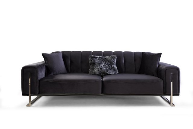 Xlmoebel Sofa Modernes schwarzes 3-Sitzer-Sofa des Designers, 240 cm breit, günstig online kaufen