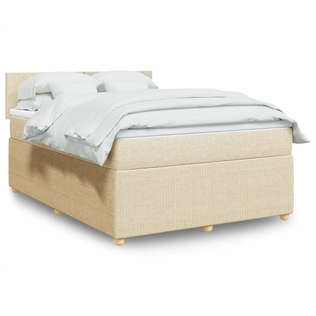 vidaXL Boxspringbett, Boxspringbett mit Matratze Creme 160x200 cm Stoff günstig online kaufen