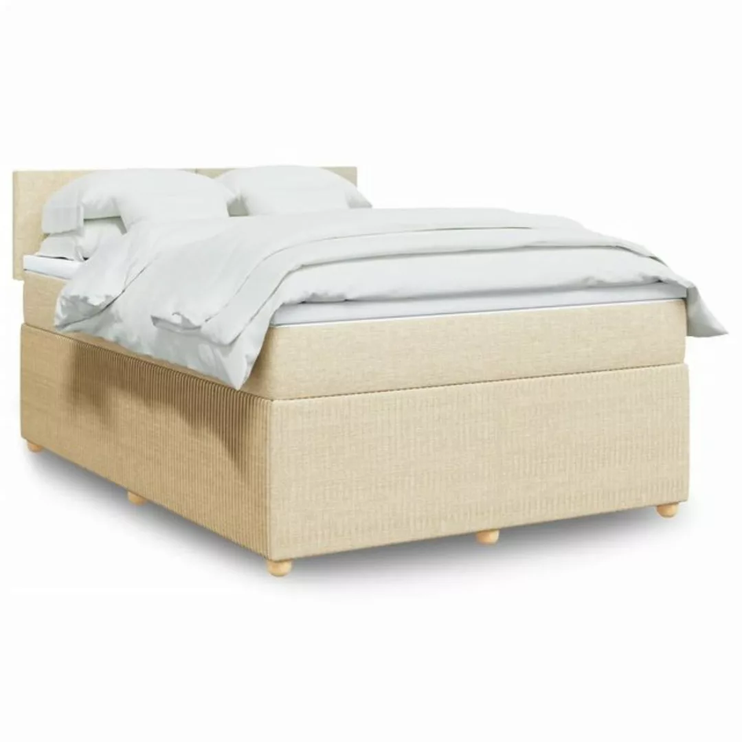 vidaXL Boxspringbett, Boxspringbett mit Matratze Creme 160x200 cm Stoff günstig online kaufen