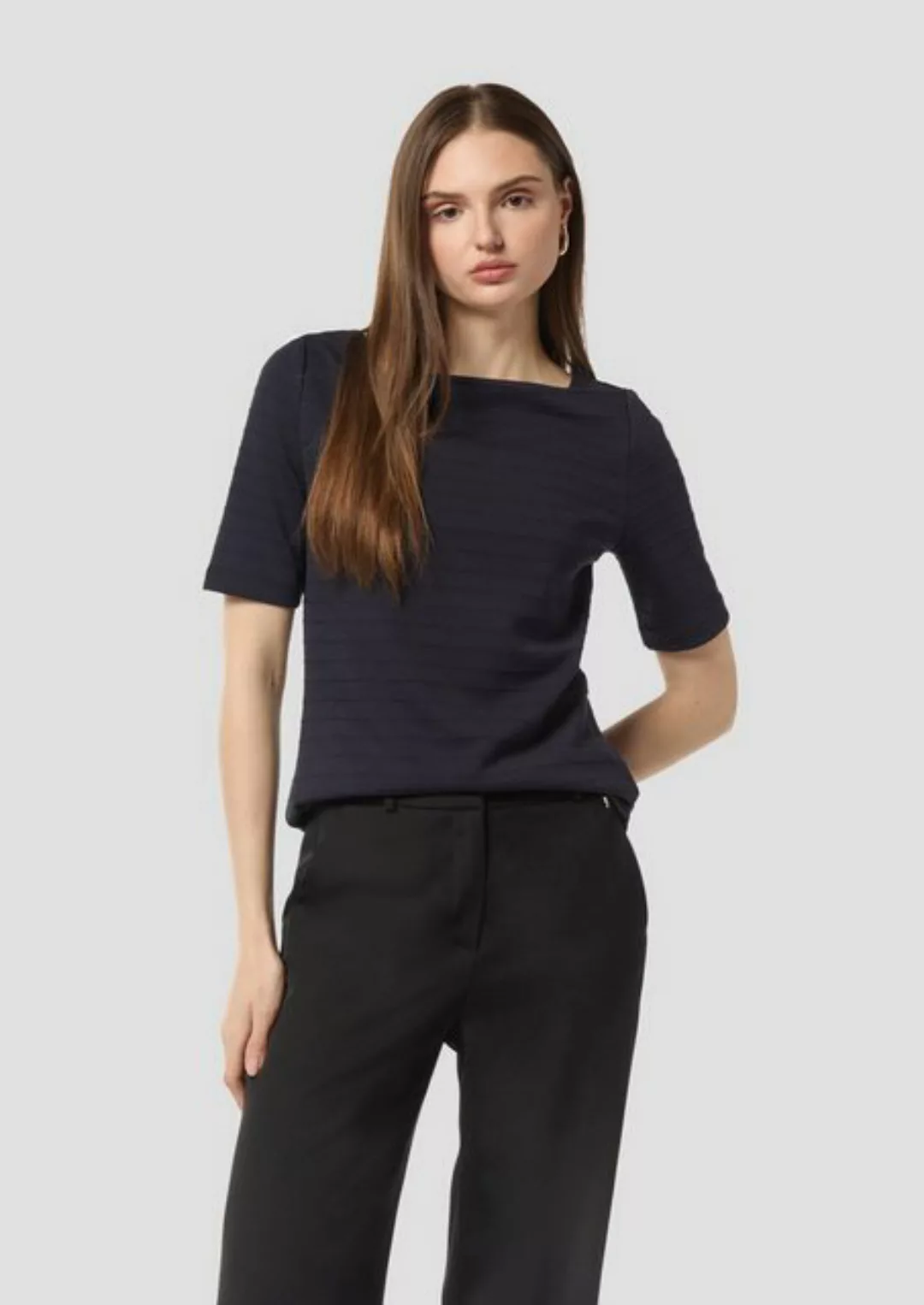 Comma Shirttop T-Shirt mit Musterstruktur Lochstickerei günstig online kaufen