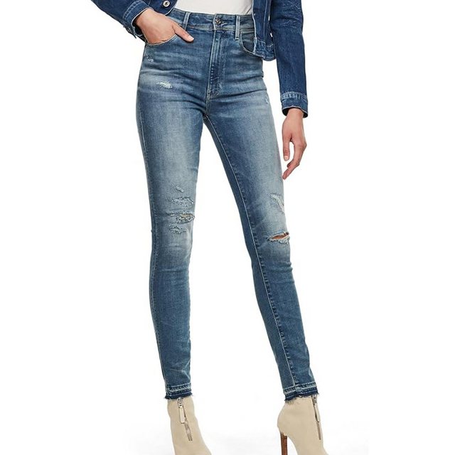 G-STAR Gerade Jeans RAW Damen Kafey Ultra High Skinny Ripped Edge (1-tlg) 5 günstig online kaufen