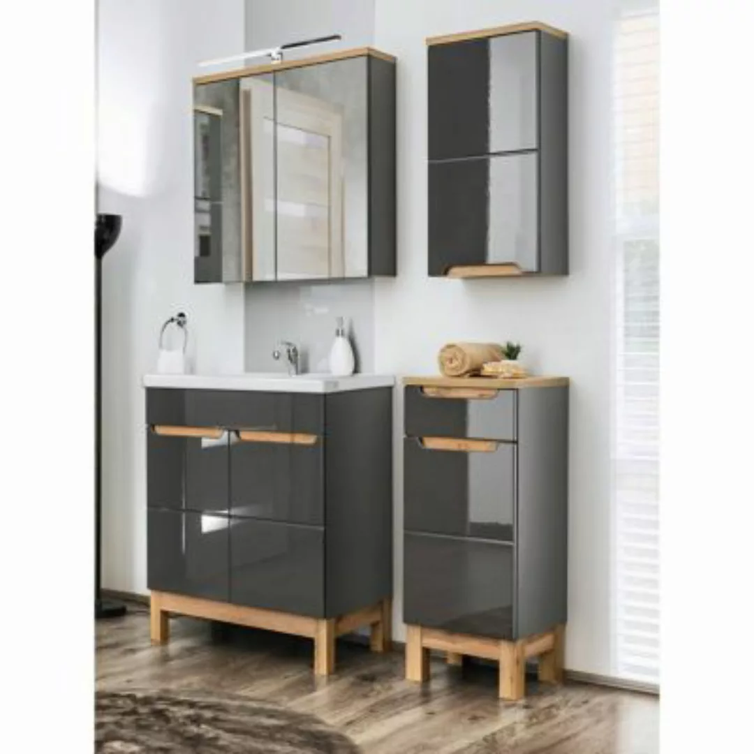 Lomadox Badezimmermöbel Set mit Waschtisch mit Keramik-Becken SOLNA-56 in H günstig online kaufen