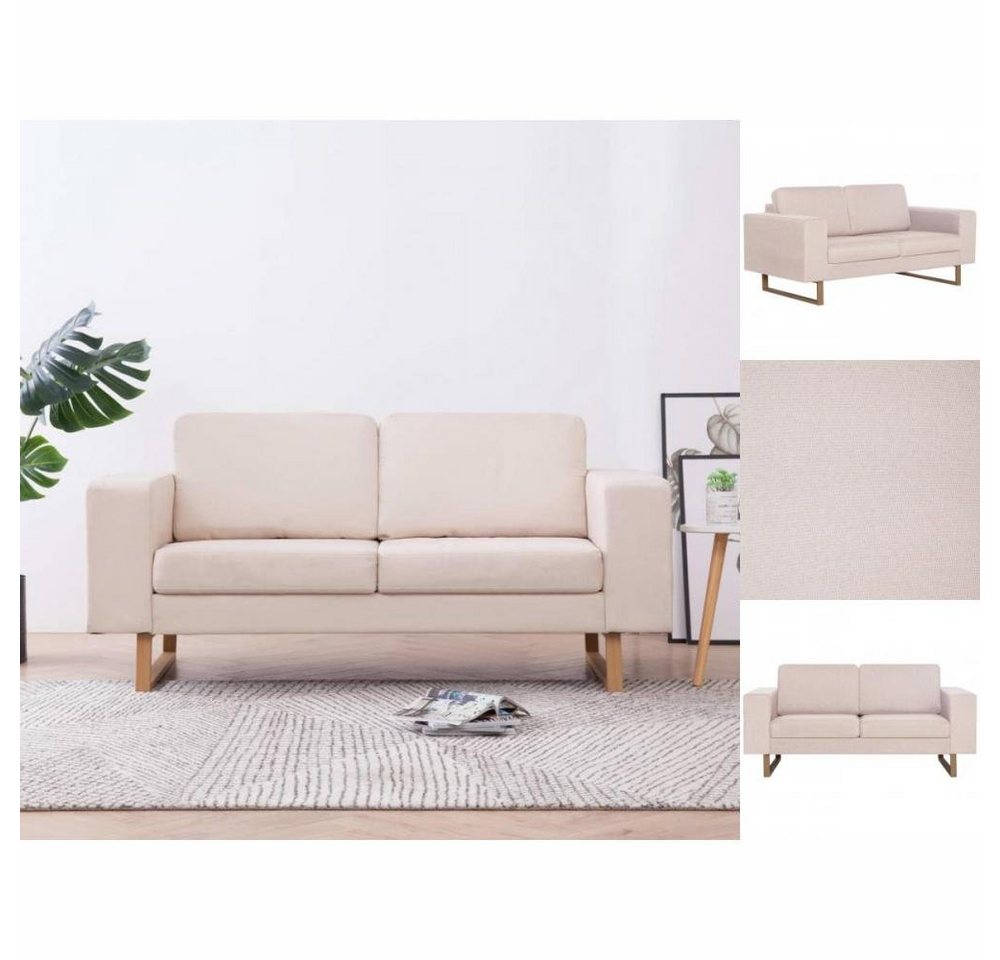 vidaXL Sofa 2-Sitzer-Sofa Stoff Cremeweiß Couch günstig online kaufen