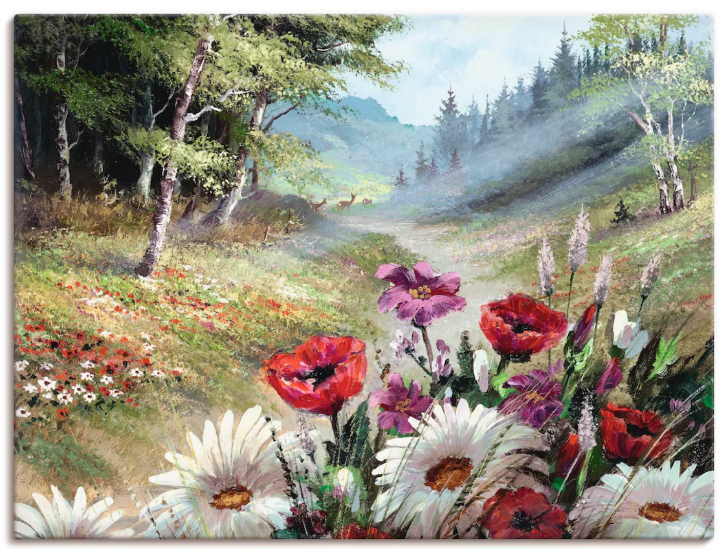 Artland Leinwandbild "Rehe im Hintergrund", Wald, (1 St.), auf Keilrahmen g günstig online kaufen