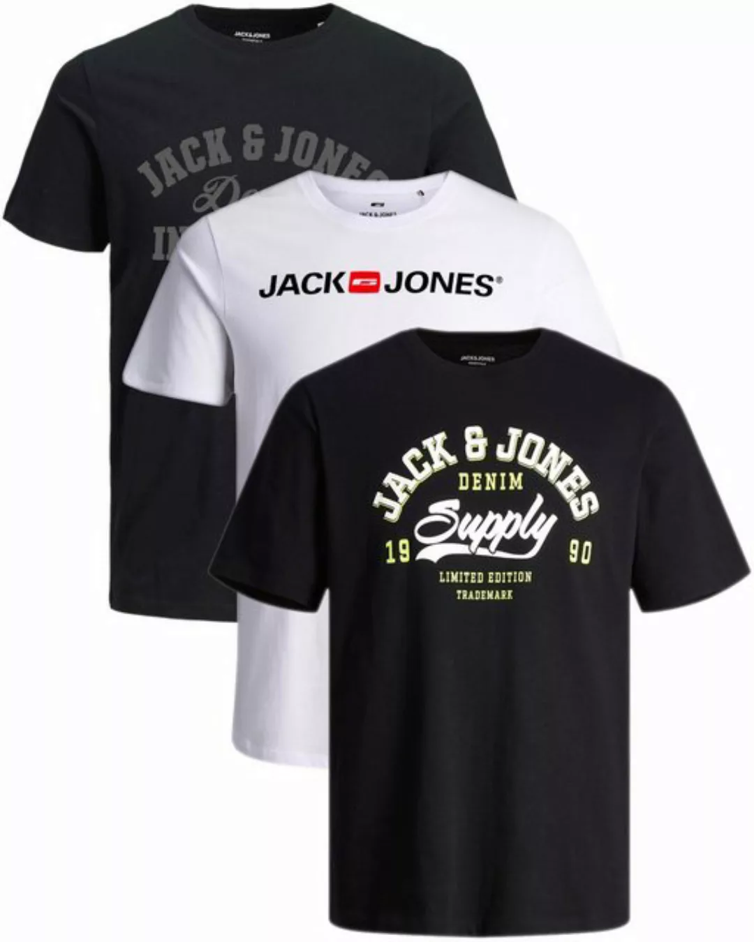 Jack & Jones Print-Shirt stilvolle Slim-Fit Shirts mit Printdruck (Spar Set günstig online kaufen