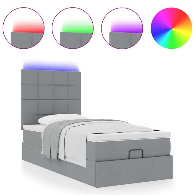 vidaXL Bett Ottoman-Bett mit Matratze & LEDs Hellgrau 80x200 cm Stoff günstig online kaufen