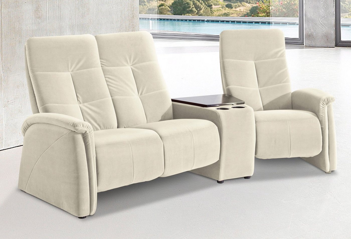 exxpo - sofa fashion 3-Sitzer "Tivoli, Kinosofa mit Tischablage und Staurau günstig online kaufen