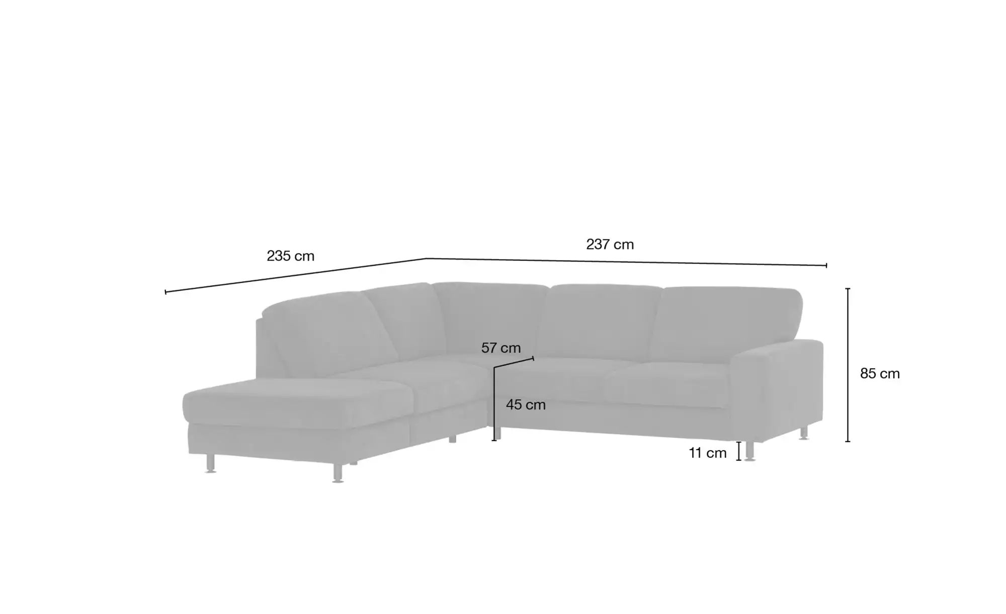 meinSofa Ecksofa  Jana ¦ blau ¦ Maße (cm): B: 237 H: 85 T: 235 Polstermöbel günstig online kaufen