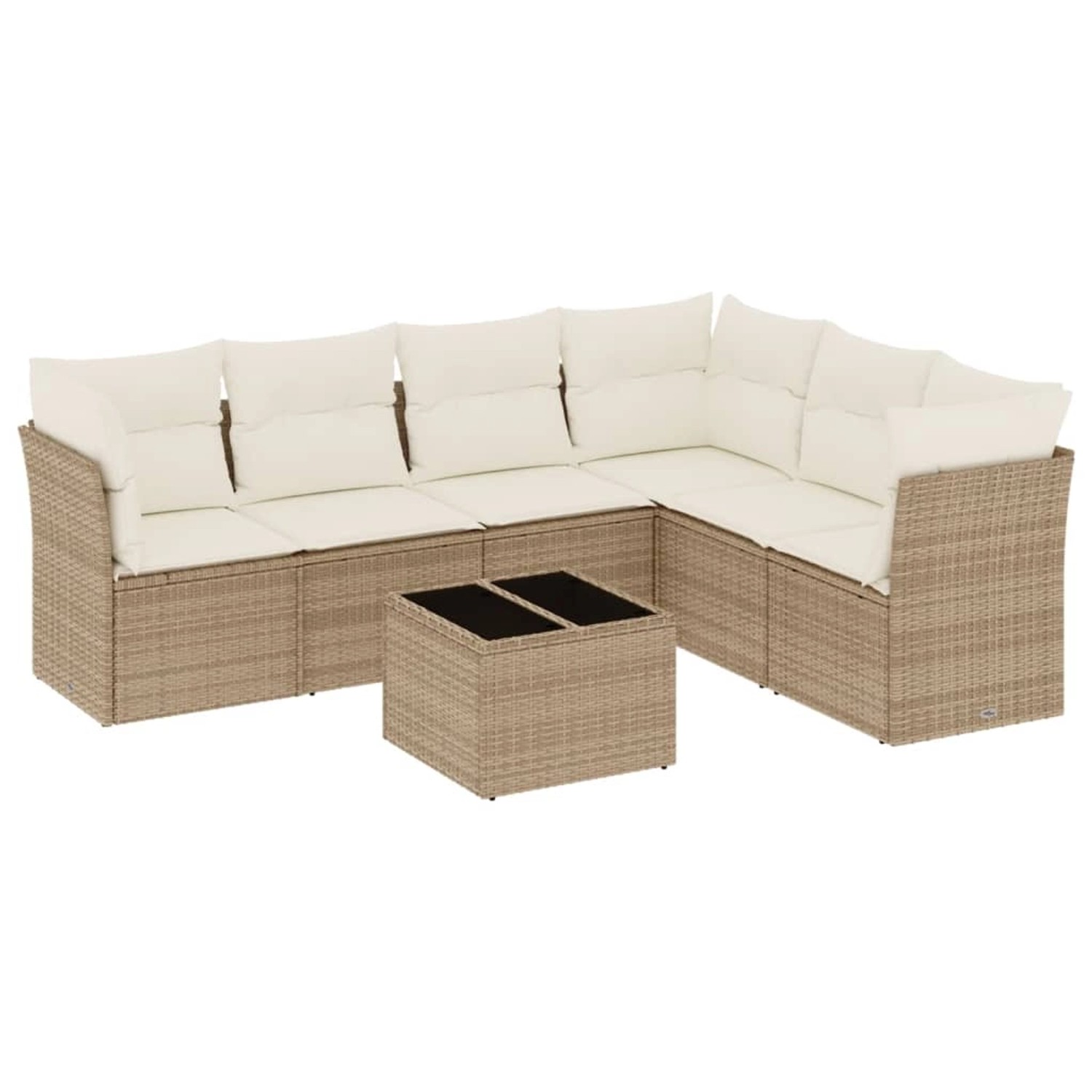 vidaXL 7-Tlg Garten-Sofagarnitur mit Kissen Beige Poly Rattan 3249527 günstig online kaufen