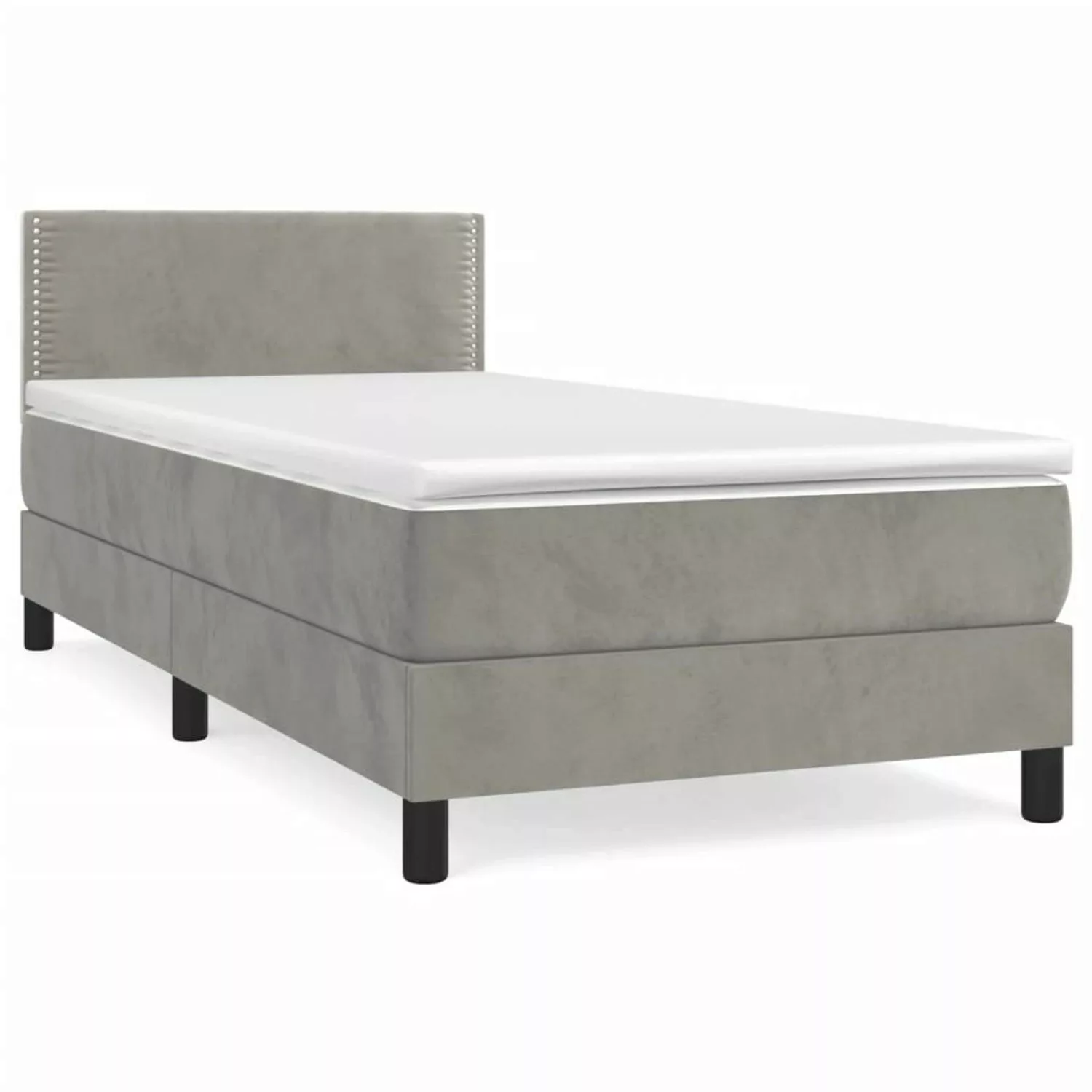 vidaXL Boxspringbett mit Matratze Hellgrau 100x200 cm Samt1537746 günstig online kaufen