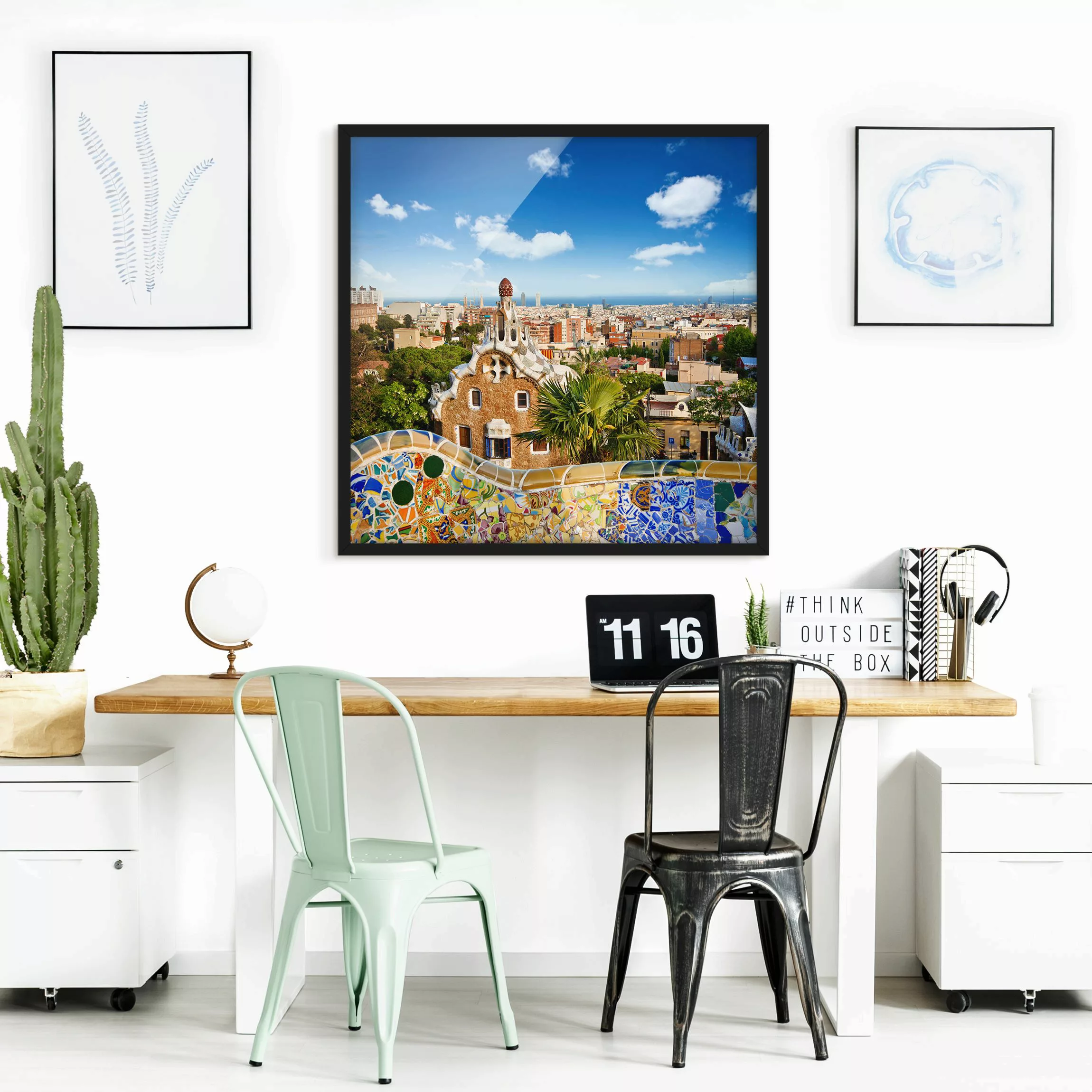 Bild mit Rahmen Architektur & Skyline - Quadrat Barcelona günstig online kaufen