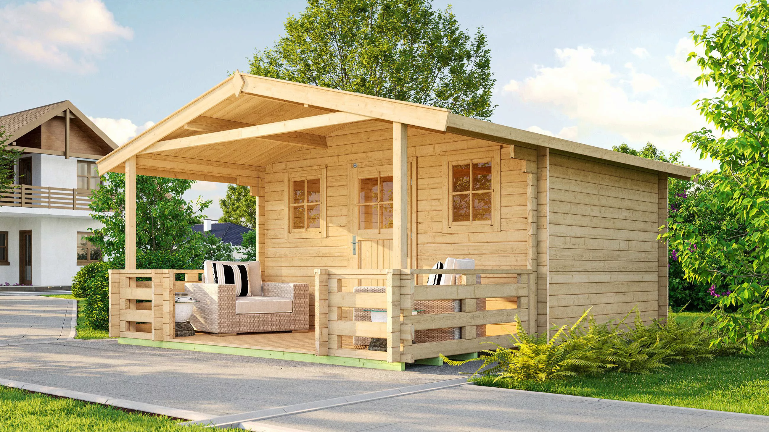 Weka Holz-Gartenhaus Satteldach Unbehandelt 460 cm x 594 cm günstig online kaufen
