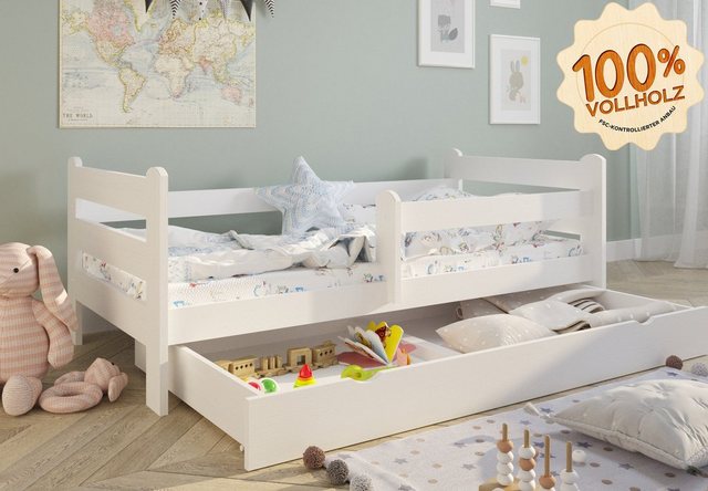 Kids Collective Kinderbett weiß 80x160 90x200 Jugendbett mit Schublade Raus günstig online kaufen