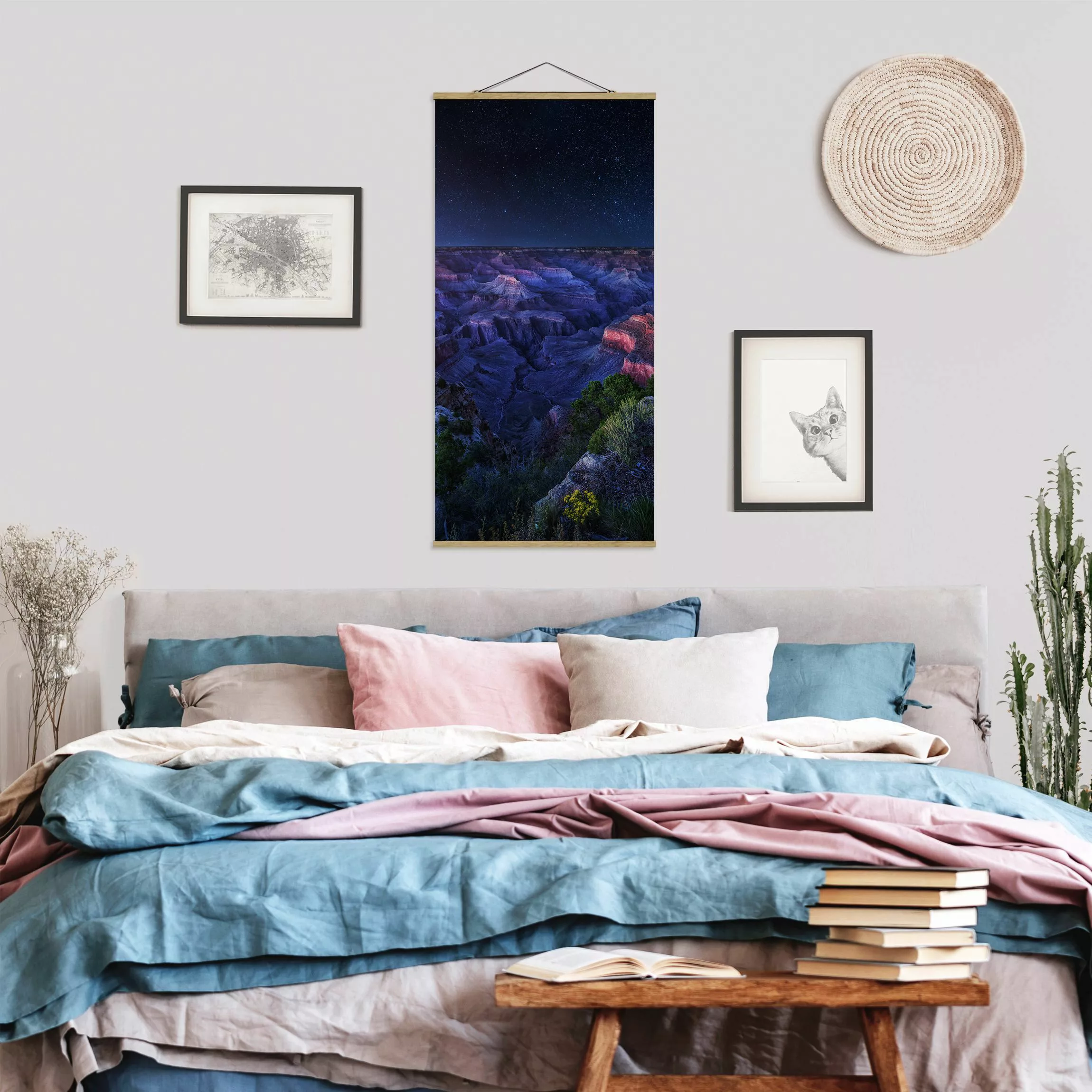 Stoffbild Berge mit Posterleisten - Hochformat Grand Canyon Night günstig online kaufen