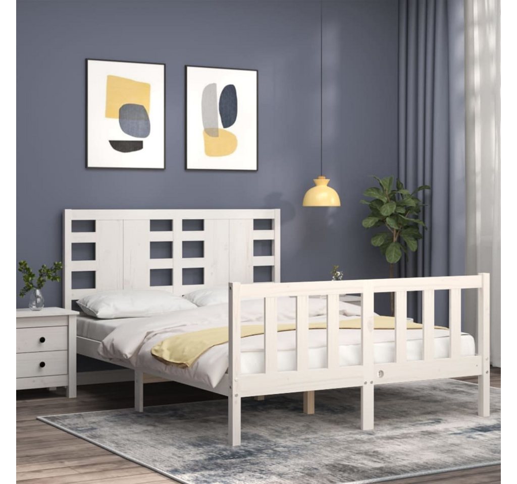 vidaXL Bett Massivholzbett ohne Matratze Weiß 120x200 cm Kiefernholz günstig online kaufen