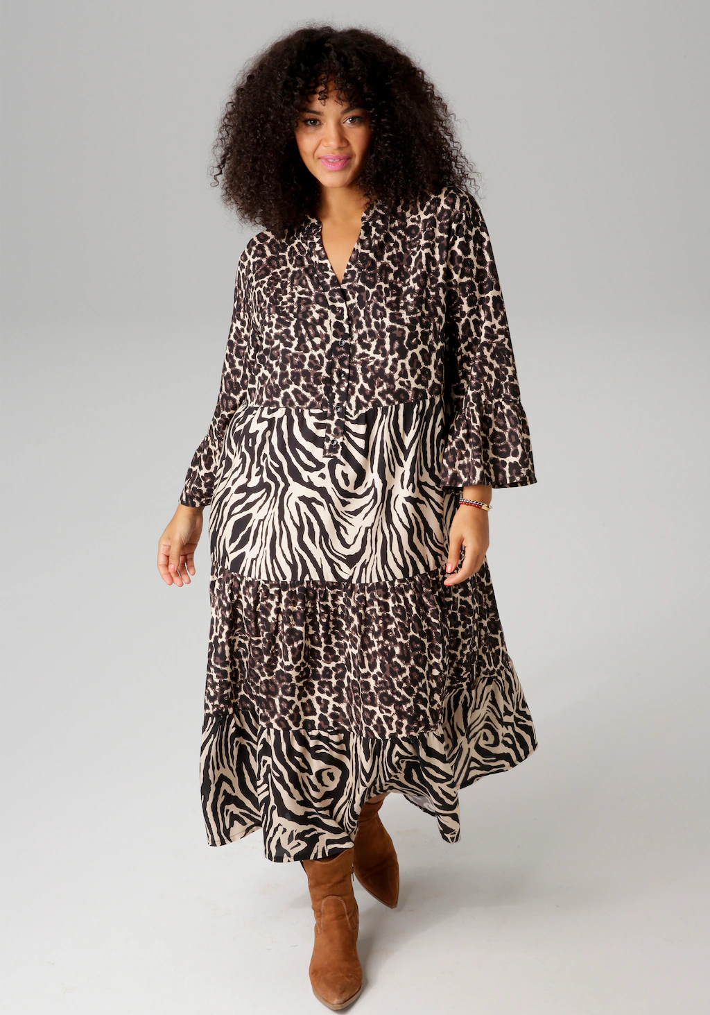 Aniston PLUS Midikleid, im extravaganten Animal-Zebra-Printmix günstig online kaufen