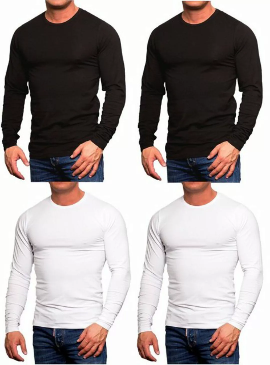 Jack & Jones Langarmshirt (4er-Pack) Basic Shirts mit Rundhalsausschnitt günstig online kaufen