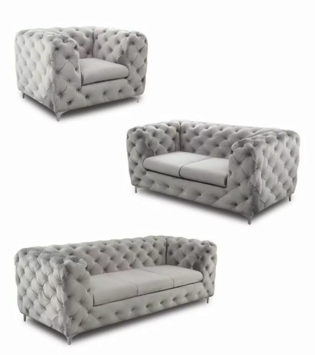 JVmoebel Sofa Luxus Graue Chesterfield Sofagarnitur 3+2+1 Sitzmöbel Neu, Ma günstig online kaufen