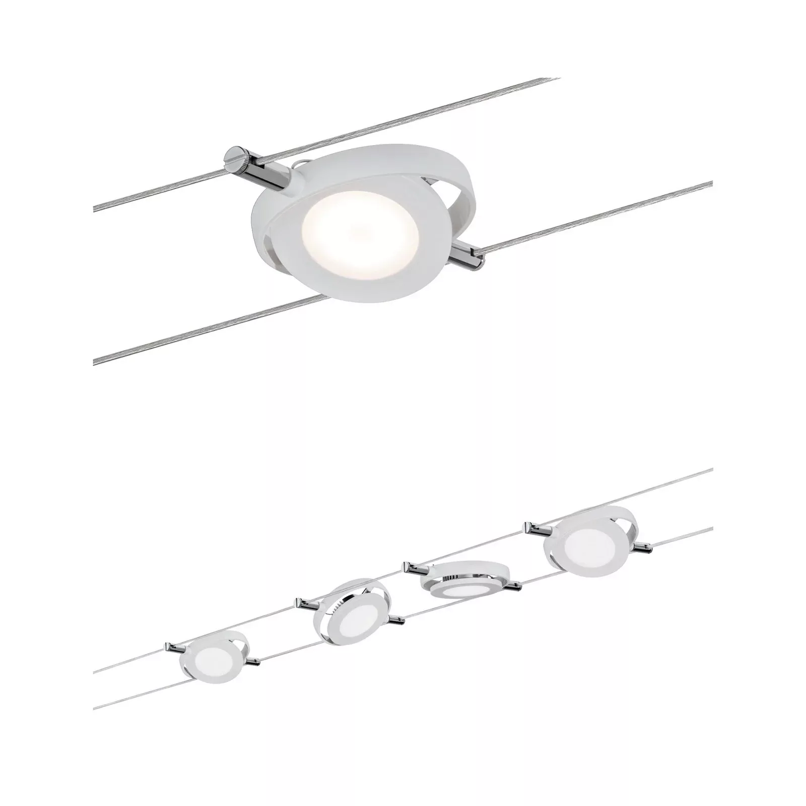 Paulmann "LED Seilsystem RoundMac Basisset 4x200lm 4x4,3W 2700K 230/12V Wei günstig online kaufen