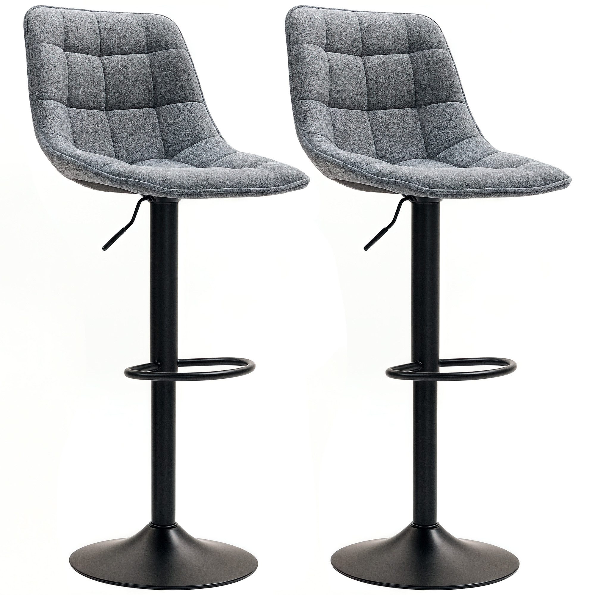 HOMCOM Barhocker mit Lehne, Stahlgestell, Chenille-Optik günstig online kaufen