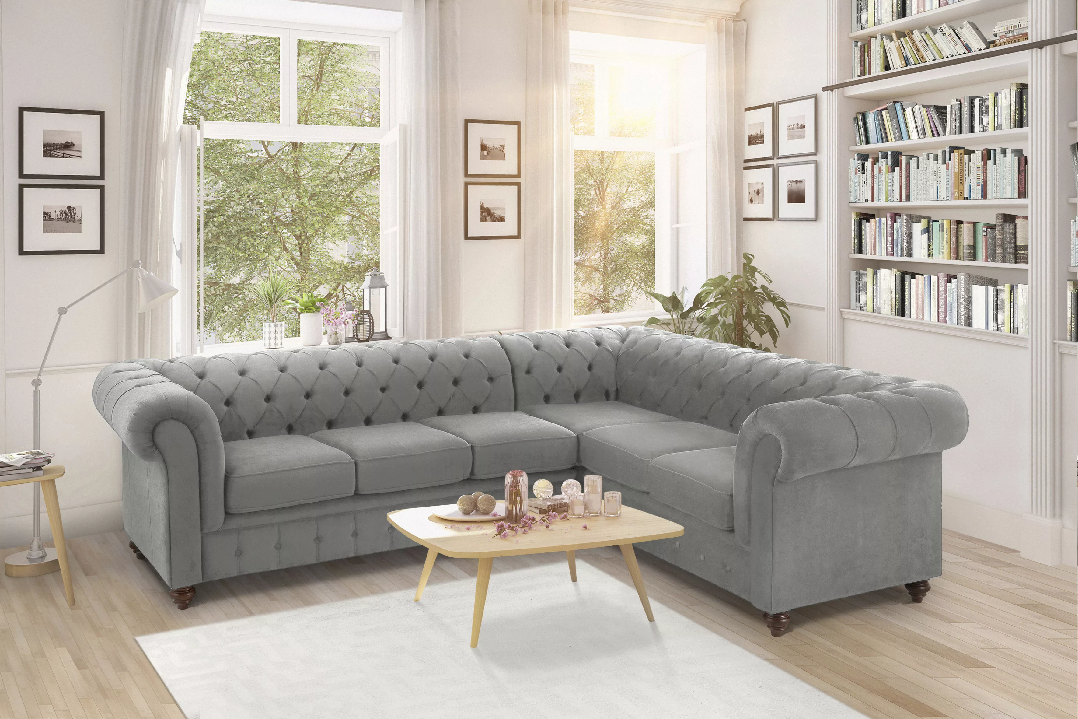 Home affaire Chesterfield-Sofa "Duc Ecksofa L-Form", hochwertige Knopfheftu günstig online kaufen