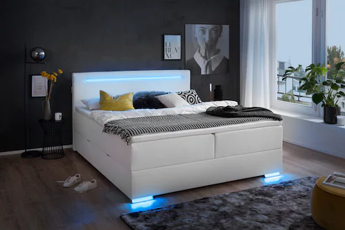 meise.möbel Boxspringbett "Las Vegas", Füße und Kopfteil mit LED-Beleuchtun günstig online kaufen