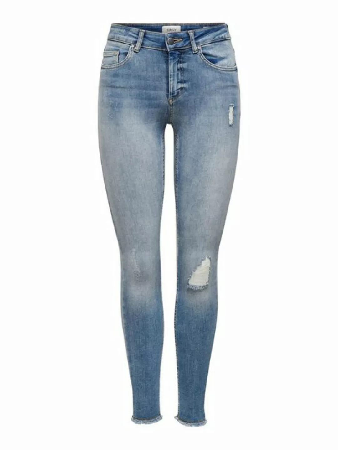 Only Damen Jeans onlBLUSH MID SK ANK RAW JEANS REA333 - Skinny Fit - Blau - günstig online kaufen