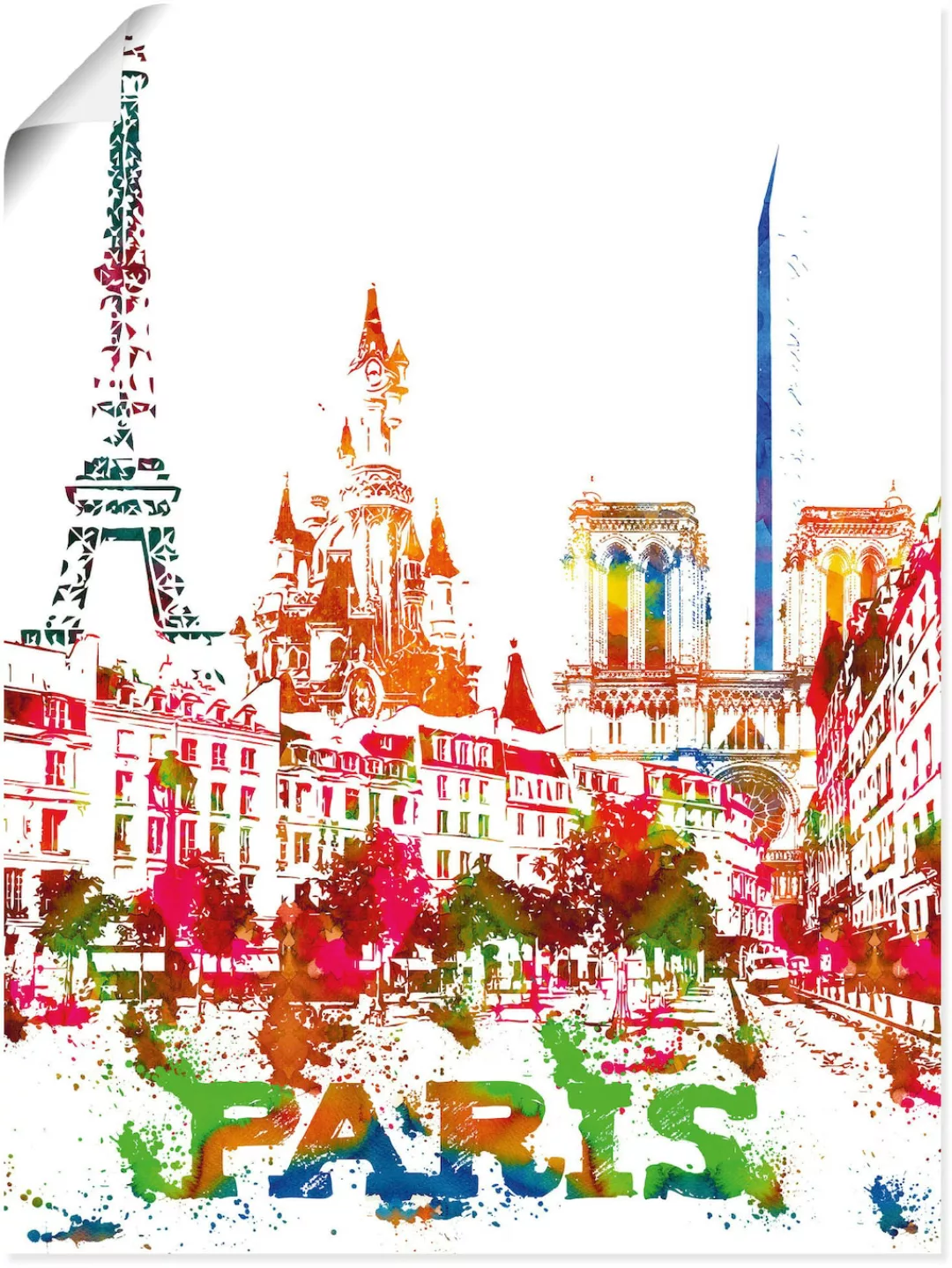 Artland Wandbild "Paris Grafik", Paris, (1 St.), als Alubild, Outdoorbild, günstig online kaufen