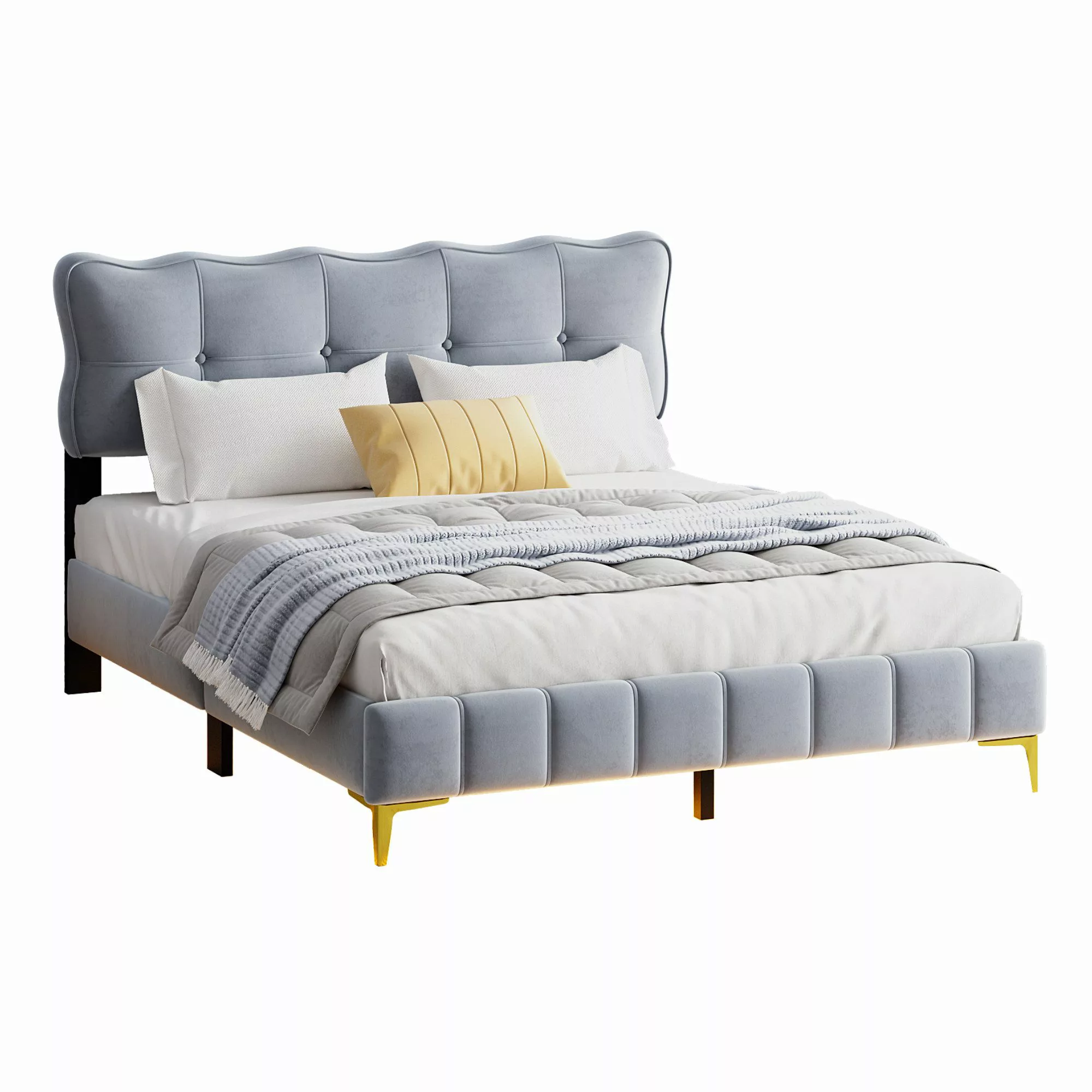 Flieks Polsterbett, LED Beleuchtung Holzbett Doppelbett günstig online kaufen