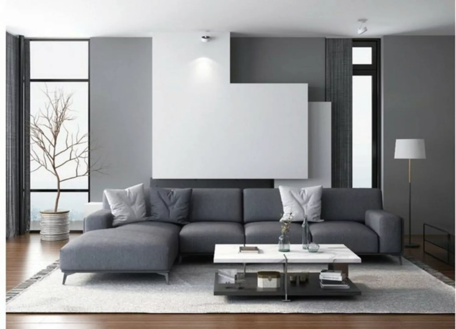 JVmoebel Ecksofa Luxus Graue Wohnlandschaft L-Form Ecksofa Couch Design Pol günstig online kaufen
