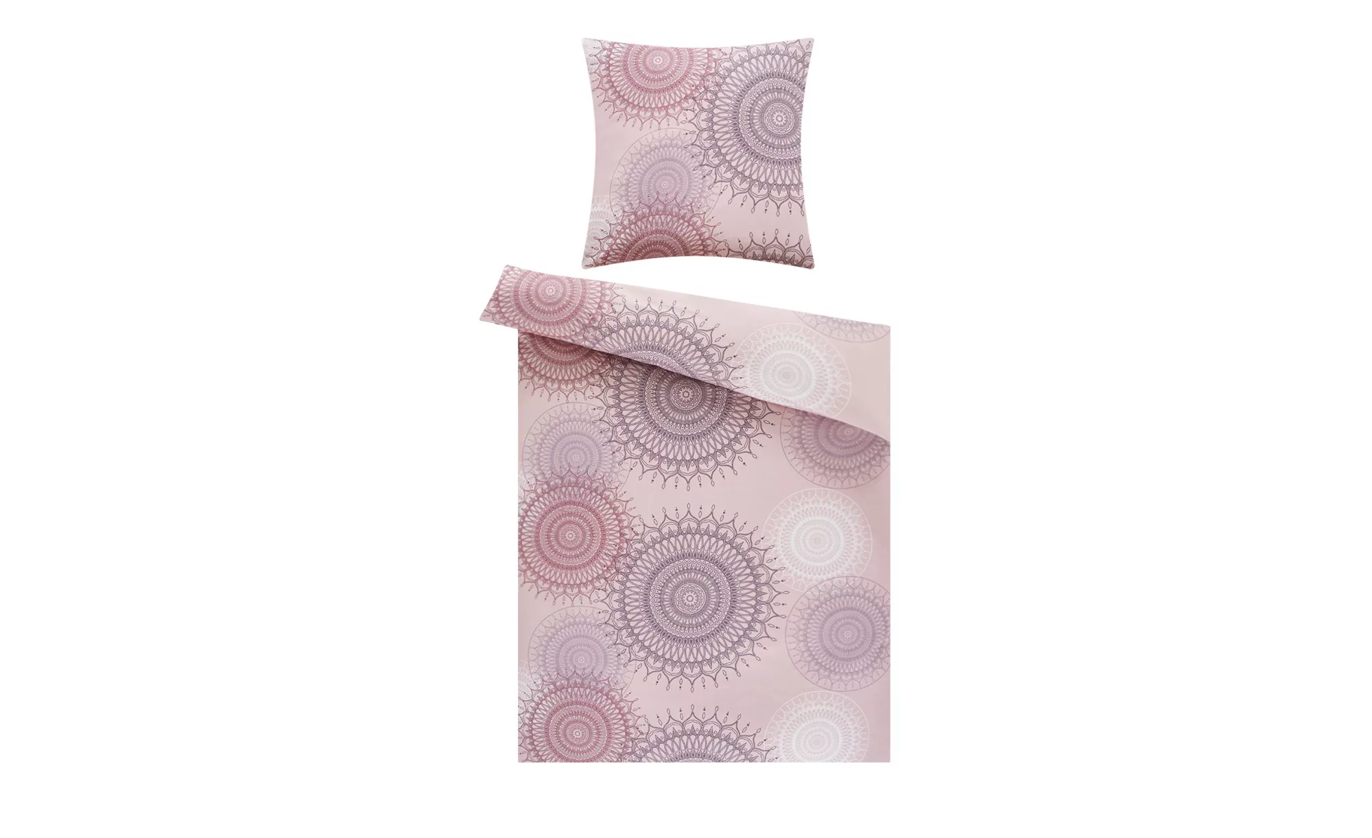 Satin Bettwäsche  Ornamente taupe - lila/violett - 100% Baumwolle - 135 cm günstig online kaufen