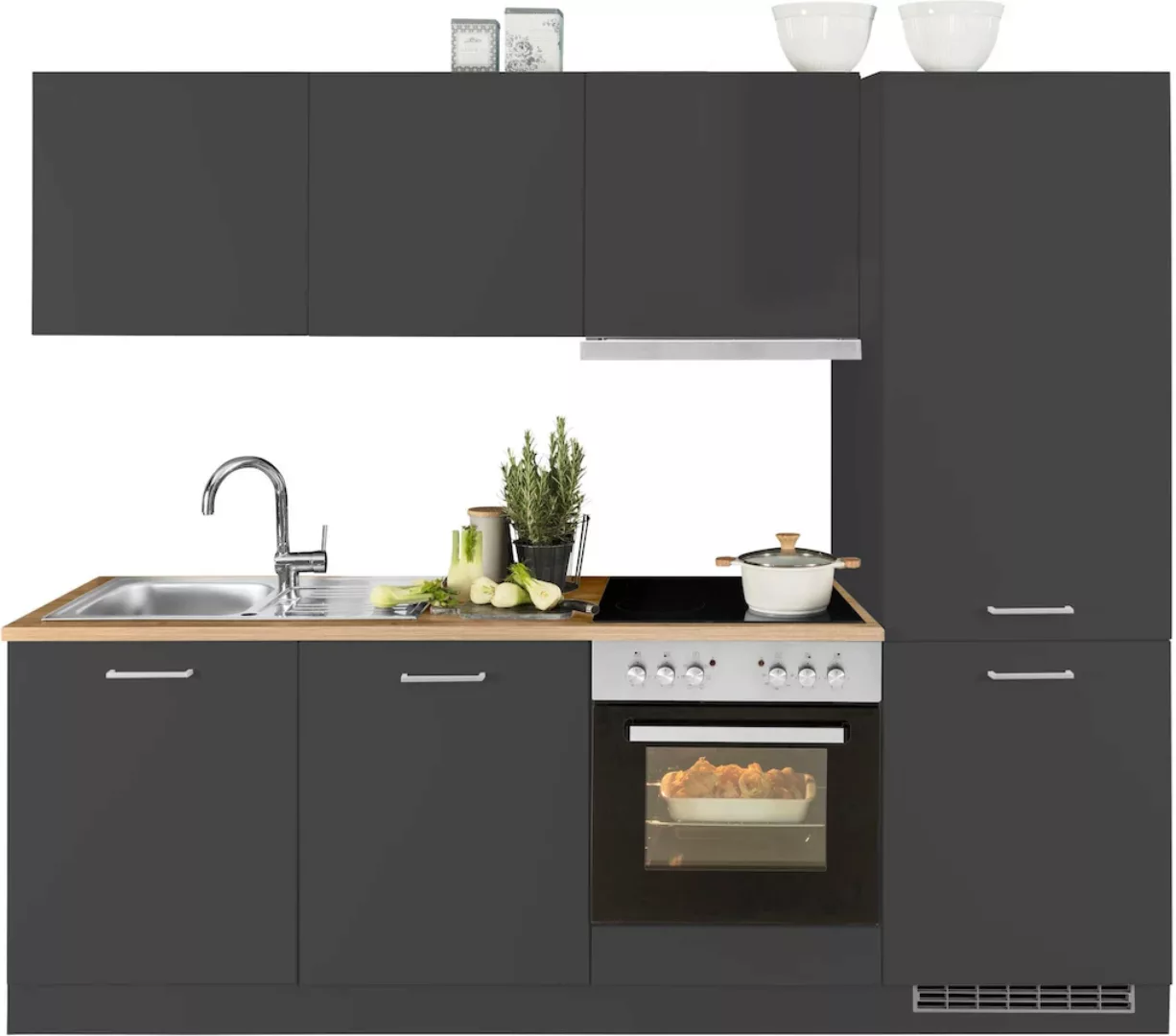 HELD MÖBEL Küchenzeile "Kehl", mit E-Geräten, Breite 240 cm, inkl. Kühl/Gef günstig online kaufen