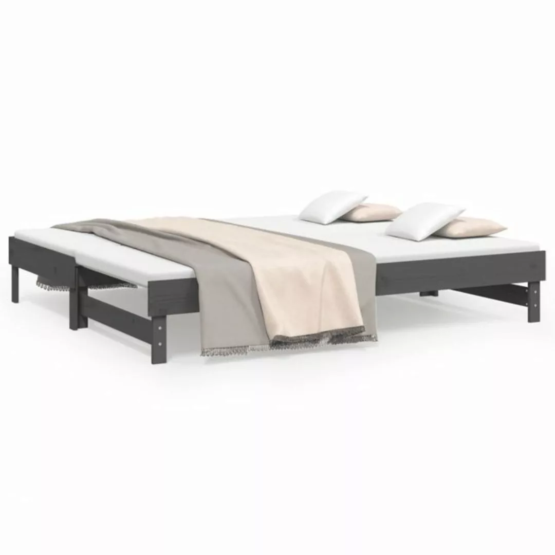 vidaXL Gästebett Gästebett Tagesbett Ausziehbar Grau 2x90x200 cm Massivholz günstig online kaufen