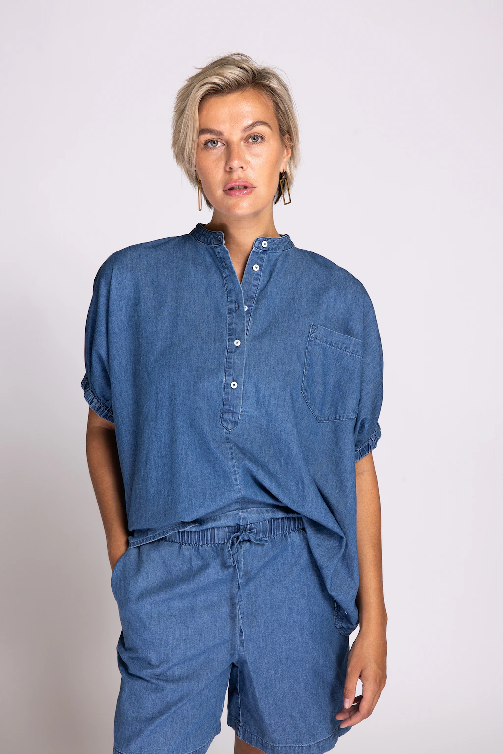 Zhrill Blusenshirt "PARA", Denim-Look, mit Knopfleiste günstig online kaufen