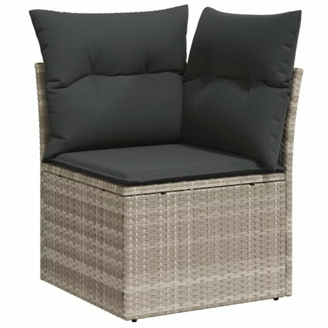 vidaXL Loungesofa Garten-Ecksofa mit Kissen Hellgrau Poly Rattan, 1 Teile günstig online kaufen