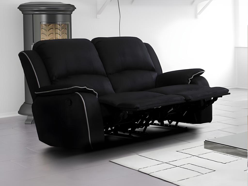 Relaxsofa 2-Sitzer - Microfaser - Schwarz - HERNANI günstig online kaufen